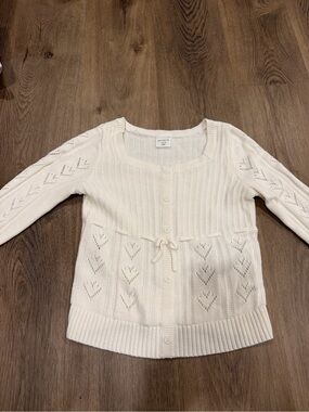 Abercrombie & Fitch Cream Openwork Knit Cardigan